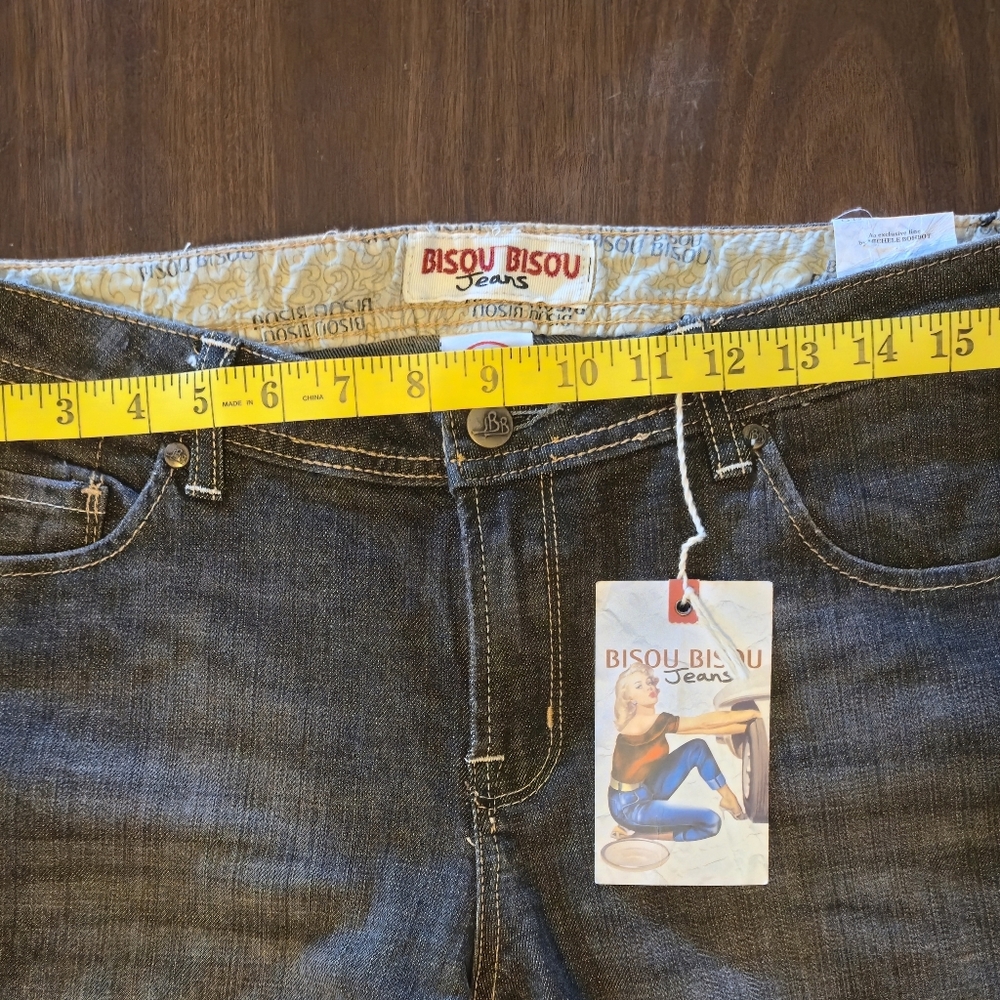 Bisou Bisou "Bisou Basic Med Black Wash" Flare Wide‎ Leg Jeans Size 10 - Picture 6 of 12